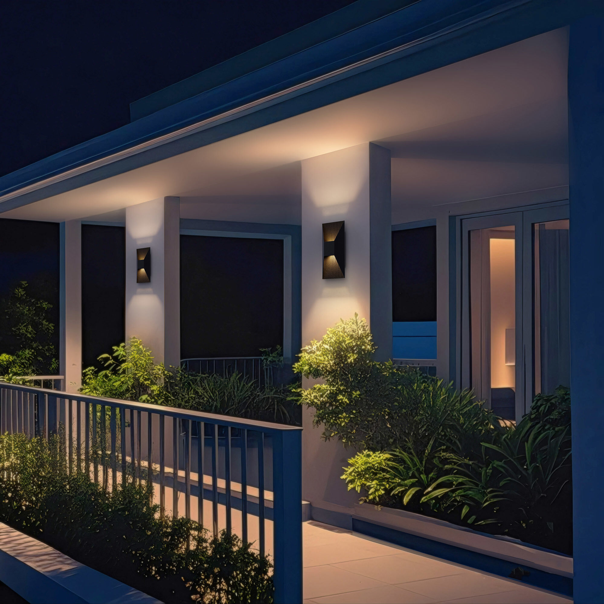 Ribbed LED 12 inch Sand Black Outdoor Wall Sconce